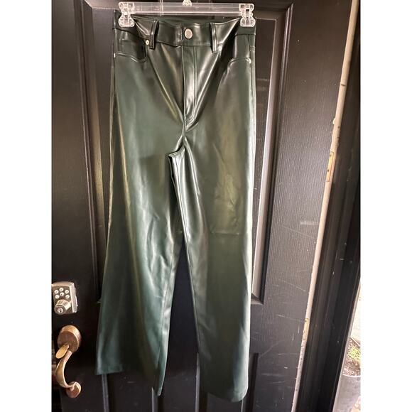 NWT Blank NYC Women's Green Vegan Leather High Rise Wide Leg Pants Size 29 - Picture 2 of 9